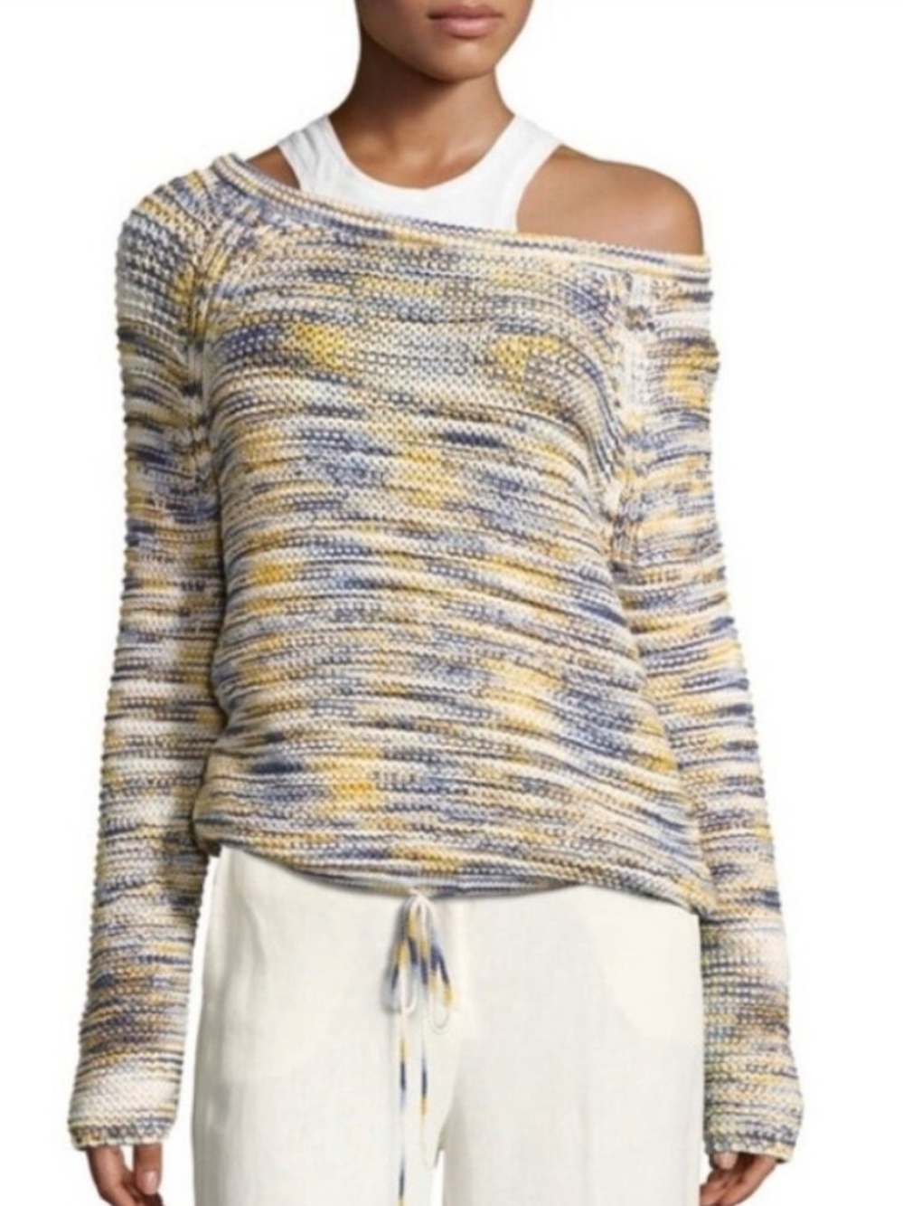 Theory Coella Sweater Size XS Off The Shoulder Space Dye Knit Top Artsy Capsule
